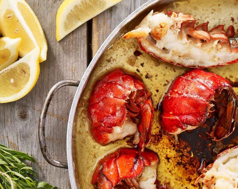 Lobster tails in butter sauce